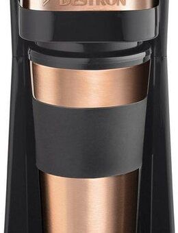bestron Filterkaffeemaschine ACM112CO, mit Isolierbecher, 0,42l Kaffeekanne, Papierfilter 101, Camping Kaffeemaschine, Permanentfilter, für 2 Große Tassen, Kupfer