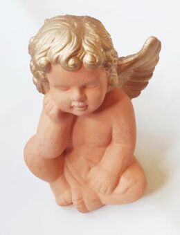 sitzender Weihnachtsengel / Engel „gold/terracoter“ 15cm - Weihnachtsdeko - Andernach