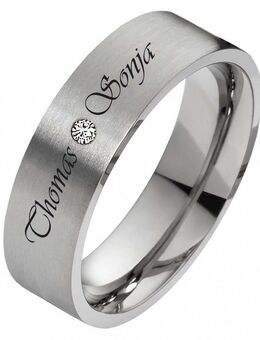 Damenring Titanring DT077 mit Zirkonia und außengravur - Aholming