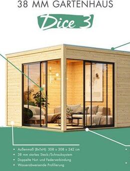 Karibu Gartenhaus "Ditsche 3" naturbelassen, BxT: 308x308 cm, aus hochwertiger nordischer Fichte
