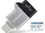 OTG USB 3.0 Typ C, Speicherkartenleser - MicroSD Laufwerk, integral, Samsung EVOPlus MicroSDXC 64GB mit einer Datenübertragung von bis zu 130MB/s, inklusive SD-Adapter - Fürth