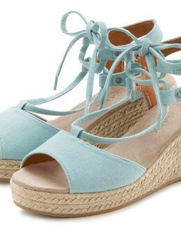 LASCANA Sommerschuh Keilsandalette Sandalette, Sandale mit Keilabsatz, Bast-Optik & Schnürung VEGAN
