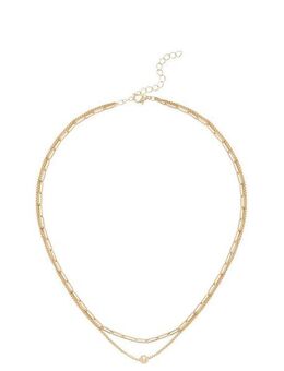LASCANA Kette mit Anhänger, Halskette in Layer Optik, doppelte Kette, Collier mit Kugel