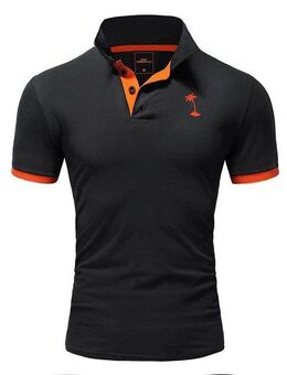 behype Poloshirt EDIN mit kontrastfarbenem Palmen-Logopatch