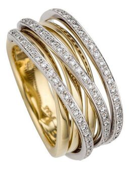JOBO Fingerring Breiter Ring mit 78 Diamanten, 585 Gold bicolor