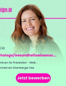 Psychologe/Gesundheitswissenschaftler (m/w/d) Fachbereich: Prävention - Bernried (Starnberger See)