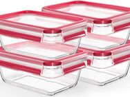 Emsa Frischhaltedose Clip&Close, Made in Germany, Glas, (4-tlg), backofen-, gefrierfest, mikrowellengeeignet, (4 Dosen mit Deckel)