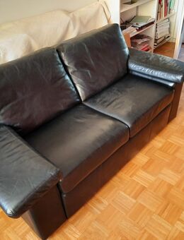 Schlafsofa, Leder, schwarz - Hamburg