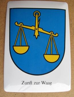 Sächsiilüüte Zunftwappen Waag 1440 Postkarte aus Blech - Volketswil