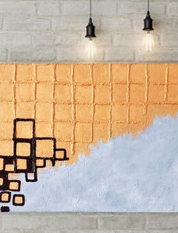 Abstrakt Acryl Gemälde strukturiert 3D Gold auf Leinwand - Bremen
