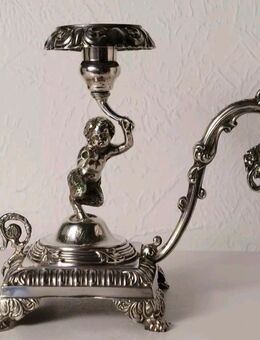 RARER Antik-Kerzenständer aus 925 Sterling Silber (433 g) mit Figur, Barcelona ca. 1850 - Halle (Saale)
