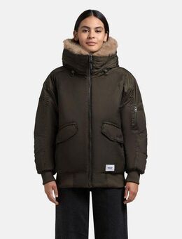 khujo Bomberjacke Cela Oversize Winterjacke mit abnehmbarem Kunstpelz-Besatz