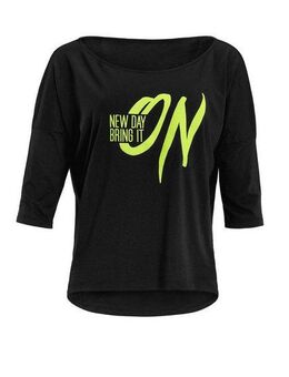 Winshape 3/4-Arm-Shirt MCS001 ultra leicht mit Neon gelbem Glitzer-Aufdruck