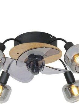 näve Deckenleuchte Fumoso Deckenventilator, Ventilatorfunktion, ohne Leuchtmittel, Deckenlampe, Ventilator, Fernbedienung, 4flg., E14 exkl., Glasschirme