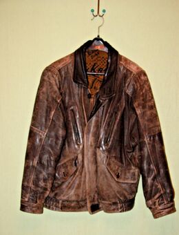 Vintage Herren echt Lederjacke Gr 48 80ger Jahre Kult NoName braun - Borken