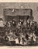 Alte Grafik ; Die Glashütte im ungarischen Schwarzwald ., von Manfried , Blattgröße 17,5cm x 16cm , M400 in 02828