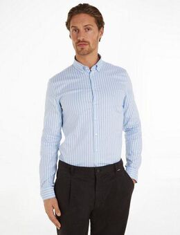 Calvin Klein Langarmhemd OXFORD 2 TONES STRIPE SLIM SHIRT mit Knopfleiste