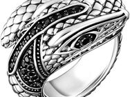 THOMAS SABO Fingerring Ring in Schlangen-Optik mit schwarzen Steinen, TR1964-643-11-62-68, mit Zirkonia (synth)