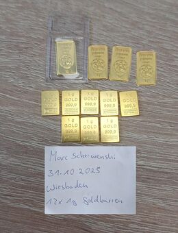 12 mal 1 gramm goldbarren gold - Wiesbaden