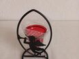 Teelichthalter Weihnachten Rot Glas Metall schwarz Engel verziert. Höhe ca. 15cm in 45259