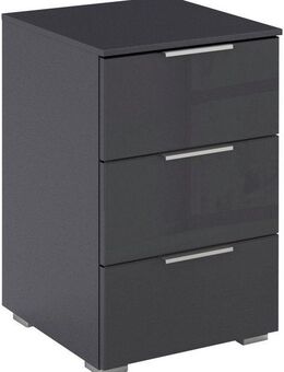 rauch Nachtkommode Nachttisch Nachtschrank Nachtkonsole AGORDO mit Glasfront (in zwei Griff-Farben, Breite 40 cm inkl. Soft-Close-Funktion), mit 3 geräumigen Schubladen für viel Stauraum MADE IN GERMANY