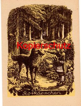 Alte Künstlerkarte „Rotkäppchen“, 1950er Jahre, nicht gelaufen - Landsberg