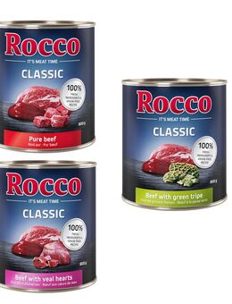 Rocco Classic Probiermix 6 x 800 g - Rind-Mix: Rind pur, Rind/Kalbsherz, Rind/Pansen