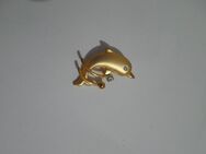 Anstecknadel Delphin gold mit Strassauge 3,5 cm - Rödermark