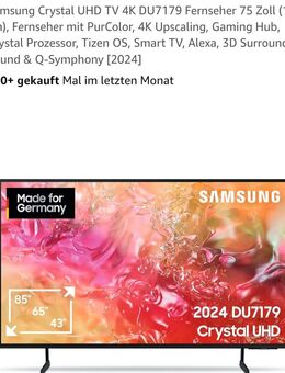 Samsung 4K Crystal UHD 75 Zoll Smart Fernseher - Hückeswagen (Schloss-Stadt)
