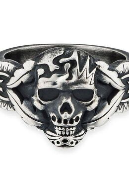 CAÏ Fingerring 925/- Sterling Silber matt oxidiert Totenkopf