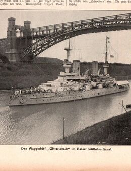 Kunstdruck : Das Flaggschiff Wittelsbach im Kaiser Wilhelm - Kanal . , Marine , Blattgröße 20cm x 17cm ,M400 - Görlitz