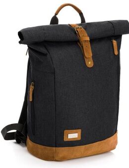 Fillikid Wickelrucksack Rolltop Berlin, schwarz melange, inkl. Wickeltunterlage