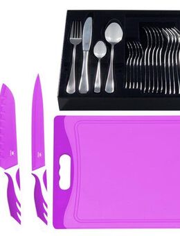 KING Besteck-Set »BAS« inkl. Etui, 4 Küchenmesser und 1 Schneidebrett (36-tlg), 6 Personen, Edelstahl 18/0