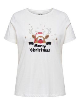 ONLY CARMAKOMA Kurzarmshirt CARXMAS HOLIDAY O-NECK SS REG TEE JRS mit Weihnachtsmotiv