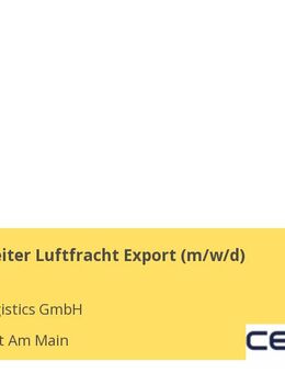 Sachbearbeiter Luftfracht Export (m/w/d) - Frankfurt (Main)