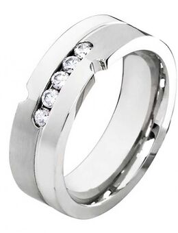 Damenring Edelstahl DE148 mit Zirkonias - Aholming