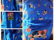 Kinderrucksack blau, mit Katzenmotiven - Katzweiler