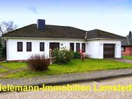 Bungalow mit ebenerdiger Wohnfläche, Terrasse, Garten, Teilkeller, Garage - Lamstedt