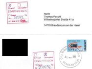 City Brief Bote: MiNr. 2, 15.02.2005, "CBB-Firmenlogo", Wert zu 0,79 EUR, SET mit 2 Einschreiben (Einwurf und Übergabe), Ganzstück (Umschlag), TSt., echt gelaufen - Brandenburg (Havel)