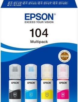 Epson 104 EcoTank (4-Farben-Multipack) Tintenpatrone (Packung, 4-tlg)