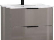welltime Waschtisch Athen Badezimmerschrank mit Softclose Funktion WC Bad 60 cm (Set, Unterschrank und Becken), Waschplatz mit 2 Schubladen und Waschbecken Badmöbel Unterschrank