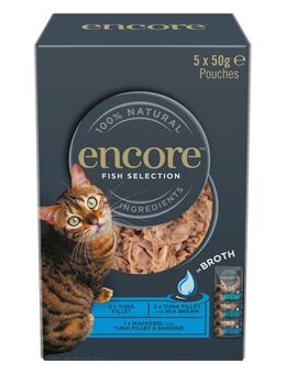 Sparpaket Encore Cat Pouch in Brühe 10 x 50 g - Fisch-Auswahl (3 Sorten)