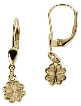 Firetti Paar Ohrhänger Schmuck Geschenk Gold 333 Ohrschmuck Patentbrisur Kleeblätter, Made in Germany