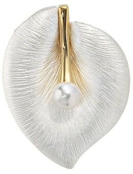 JOBO Perlenanhänger Anhänger Blatt mit Perle, 925 Silber bicolor mit Süßwasser-Zuchtperle