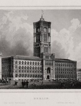 Berlin: Das rote Rathaus . Originaler Stahlstich um 1880 - Bautzen