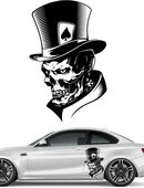 Aufkleber für Auto - Kartenmotiv mit Totenkopf (45x72 cm) in 85055