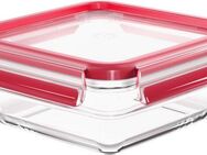 Emsa Aufbewahrungsbecher Clip & Close Glas, Glas, Polyprophylen (PP), (2-tlg), 0,8 Liter, quadratisch, Stapelkante, backofengeeignet, auslaufsicher