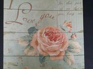 Deko Bild gemalt auf Leinwand- I Love You - 24x24cm - Essen