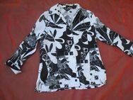 NEU * Edel * Blumen * Blüten * Flower- Power * 100% Leinen * Langarm * Hemd- Bluse "SIXTHSENSE" Gr. 42/ M * schwarz * weiß * - Riedlingen