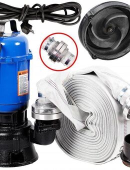 Hochleistungs Pumpe Schmutzwasser mit 20m Feuerwehrschlauch im Set Tauchpumpe 3150 W 25.000 l/h - Wuppertal